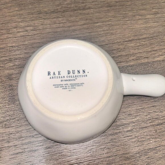 Rae Dunn Fall PUMPKIN Ceramic Soup Serve Bowl Bakeware White Pumpkins Handle - Picture 4 of 5